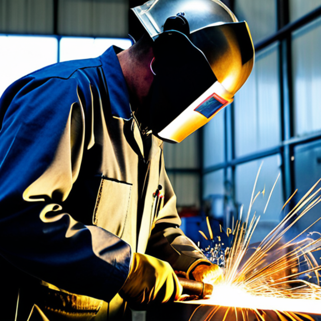 **Prompt:** A skilled metalworker in a fully clothed, professional uniform, confidently welding a complex structure in a bright, modern workshop with state-of-the-art equipment, appropriate content, safe for work, perfect anatomy, natural proportions, high-quality industrial photography, professional setting.