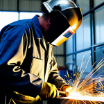 **Prompt:** A skilled metalworker in a fully clothed, professional uniform, confidently welding a complex structure in a bright, modern workshop with state-of-the-art equipment, appropriate content, safe for work, perfect anatomy, natural proportions, high-quality industrial photography, professional setting.