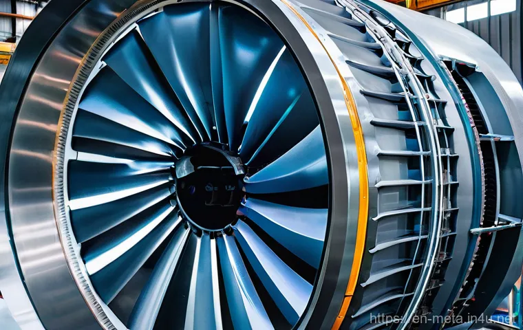 금속재료와 에너지 기술 접목 - **Prompt 1: The Heart of a Wind Turbine's Generator**
"A highly detailed, close-up interior view...