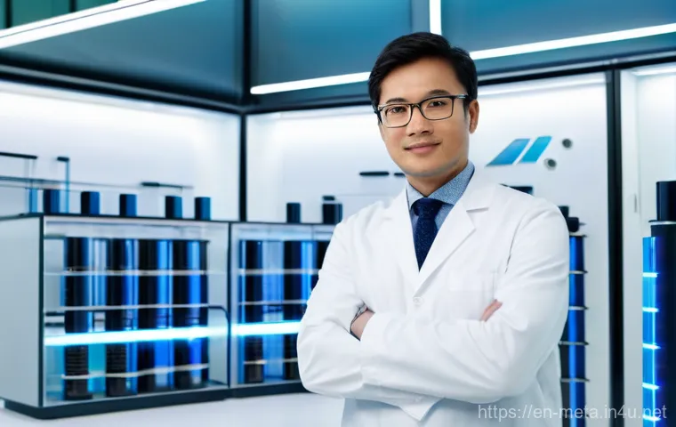 금속재료기사 취업 활용도 - **Prompt:** "A highly skilled materials engineer, professionally dressed in a clean lab coat over sm...