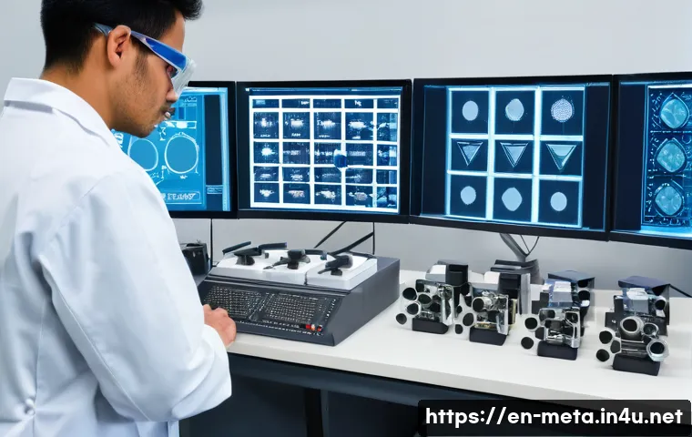 금속재료 분야의 국제 자격증 - A professional materials testing laboratory scene showing a diverse group of certified technicians a...