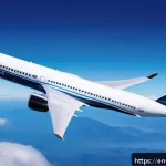 금속재료산업 전망 - A futuristic aerospace manufacturing scene showcasing a cutting-edge aircraft wing panel embedded wi...